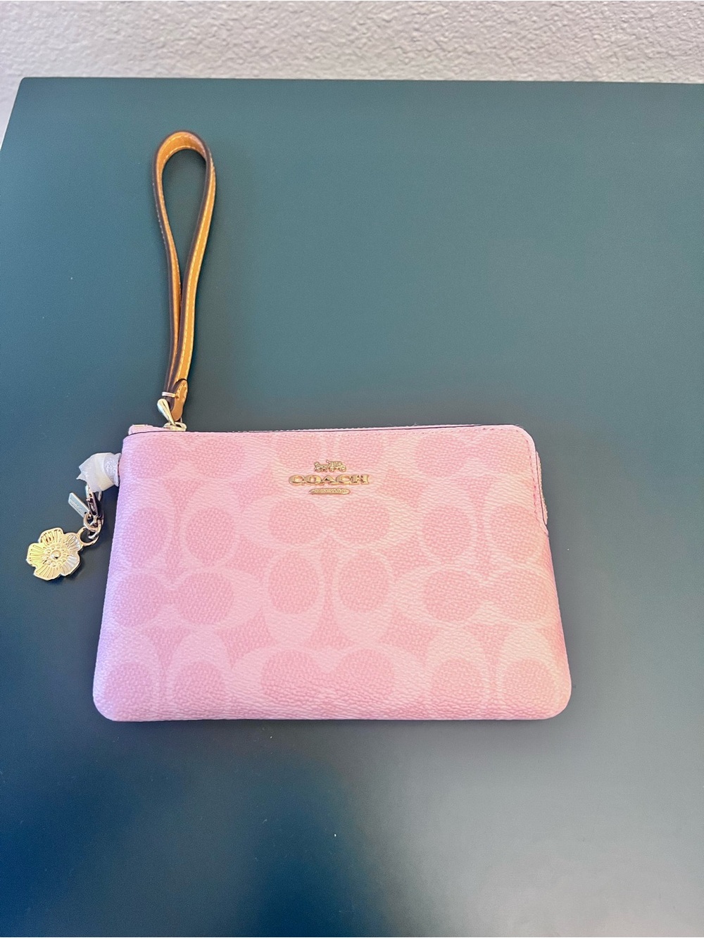 Coach Powder Pink Signature Wristlet Pouch